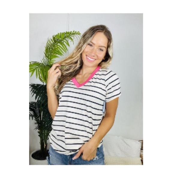 ADORA High-Low Striped Button Down Smocked Lantern Sleeve Shirt